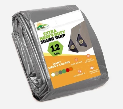 DAY STAR SHADES EXTRA Heavy Duty 12 mil Silver Tarp 3 Ply Coated Reinforced Canopy 6 oz 3 Layer