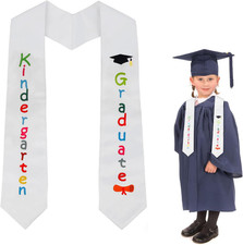 Kids Preschool Graduation Stole Satin Graduation Sash Class of 2026 White