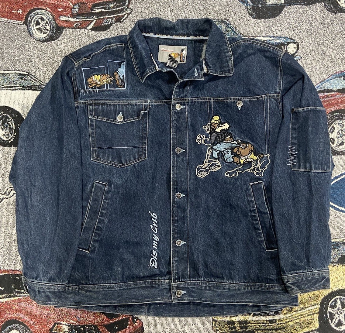 Vintage Y2K Raw Blue Jacket Mens Adult Size XL Denim Hip Hop Rap