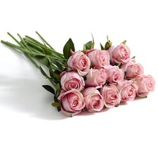 Artificial Light Pink Roses 12PCS 20" Long Stem Flowers Arrangement