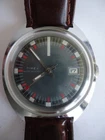 Vintage Timex Marlin Mechanical Mens Watch 36mm Blue Dial Red Indices - RUNS