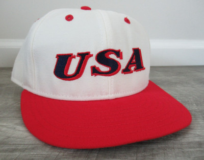 USA Baseball Vintage DeLong Fitted Hat Sz 7 1/4 Olympics
