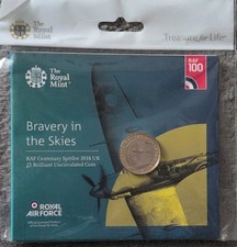 Royal Mint 2 Pounds 2018 Sealed Uncirculated Coin - RAF Centenary Spitfire