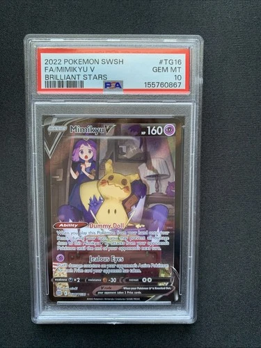 Mimikyu V TG16/TG30 Swsh09: Brilliant Stars Trainer Gallery Holo PSA 10