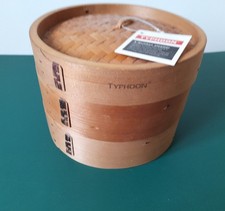 Typhoon 8-Inch Double Tier Bamboo Food Steamer with Lid - New With Tags