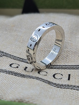Gucci Ring, Ghost, Aureco, 4 mm, Sterlingsilber, Größe 6, Neu 