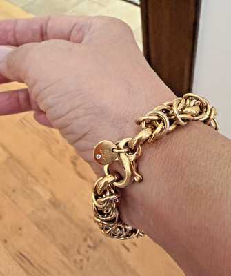 Chunky Gold Plated Bracelet Byzantine Design BRZ OTC Italy 8 in