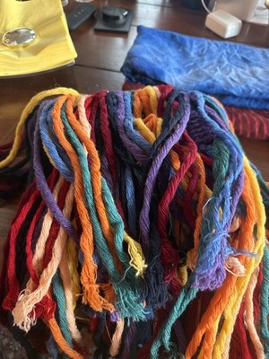 Marc Jacobs Navy Red Striped Chunky Knit Sweater w Rainbow Crochet Scarf Set