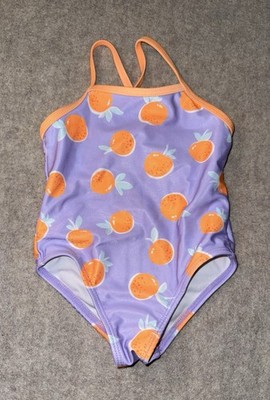Wonder Nation Girls Size 2T One Piece Swimsuit Purple Oranges