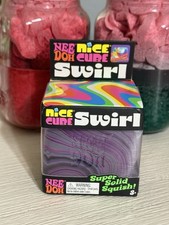 VIRAL Schylling NeeDoh Nice Cube SWIRL Super Solid Squish Multi Color NIB Purple