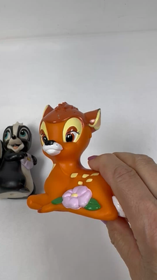 Vintage Disney Sitting Bambi + Flower the Skunk Rubber Squeak Toys