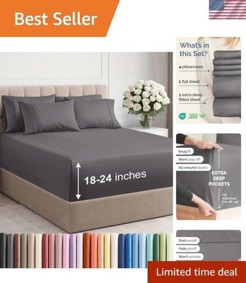 Luxury 6-Piece Extra Deep Queen Sheet Set - Breathable Cooling Microfiber