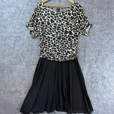 EnFocus Women Dress 14W Black Beige Rouched Flowy Stretch 90s Career Dancing