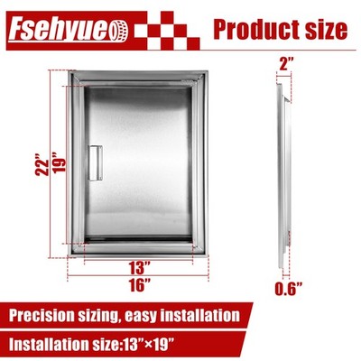 Stainless Steel Flush Mount Vertical Wall Kitchen Door 16''x22''H for Outdoor BBQ