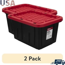 2 Pack 12 Gal Storage Bin Snap Lid Stackable Plastic Container Heavy Duty New