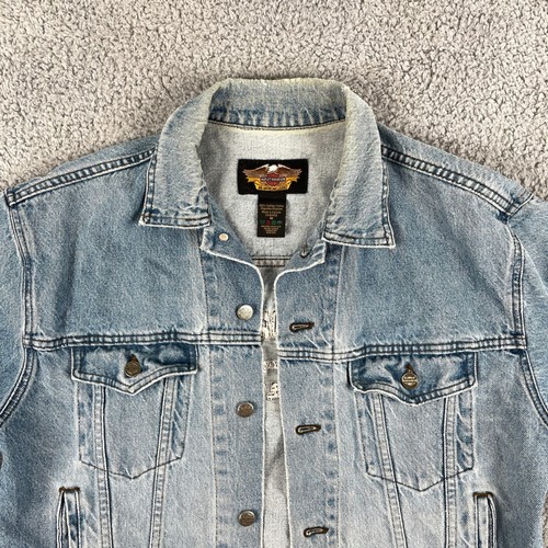 Harley Davidson Jacke Herren M Blau Denim American Legend Bestickt Vintage - Bild 2 von 12