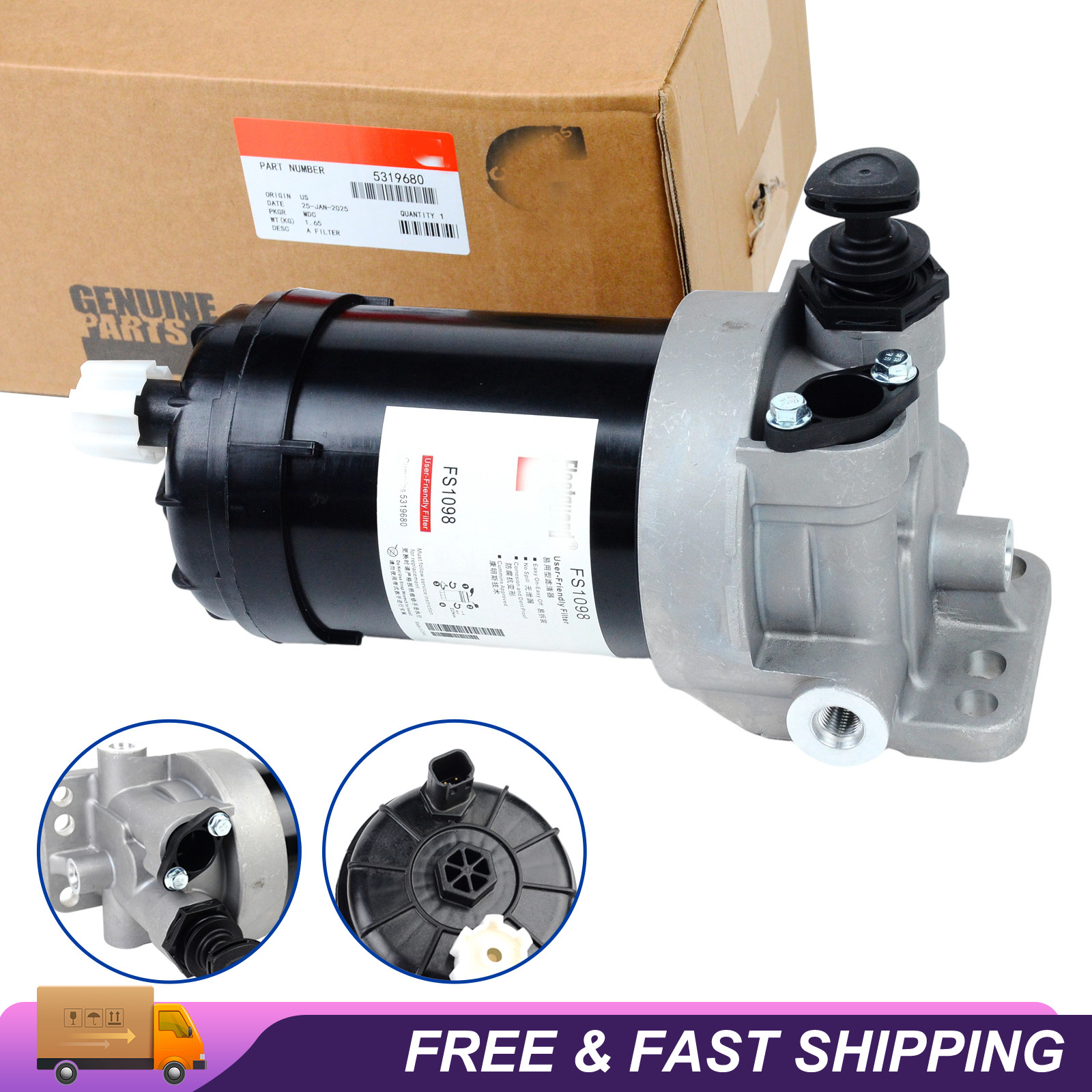 5319680 Fuel Filter Assembly Water Separator For Cummins FS1098 5396530