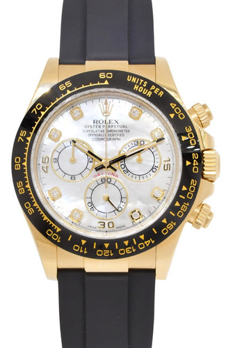 Rolex Daytona 18k Yellow Gold/Ceramic MOP Diamond Oysterflex W...
