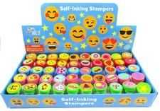 50 Pcs Self-Inking Emoticon Stamps - Emoji Party Favors, Classroom Rewards, Game