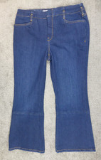 Anthropologie Pilcro Wide Leg Flare Jeans Size 31P Seam Leg Dark Wash Stretch