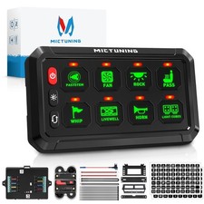 Green 8 Gang Switch Panel Led Light Circuit Control For Car Off-road Marine Utv