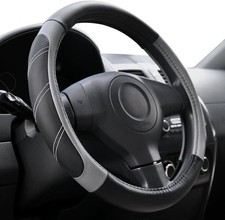 Elantrip Sport Leather Steering Wheel Cover 14 12 - 15 Inch Black And Gray