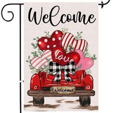 Valentines Day Garden Flag, Valentines Flag 12x18 Double Sided Decorations, R...