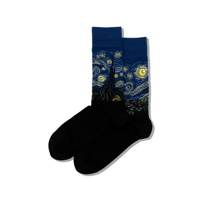 Hot Sox Van Gogh Starry Night Crew Socks Artist Series Mens Size 10-13 Gift
