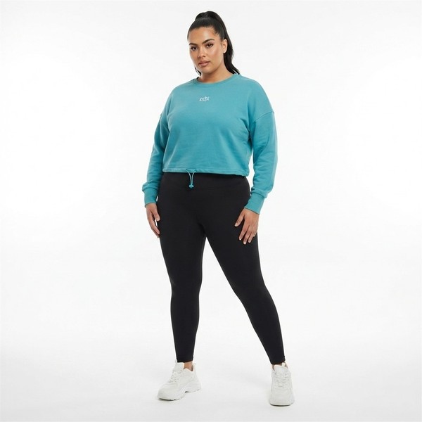 Echt Cropped Sweatshirt Size XL Teal Drawstring Hem Gym Activewear
