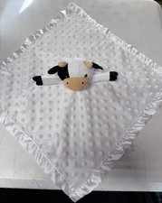 Cow White Satin Trim 16" Pro Goleem Lovey Plush Security Baby Blanket Good Clean