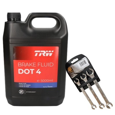 TRW PFB405SE Bremsflüssigkeit DOT 4 5L + 3 Stk. Schlüssel Satz