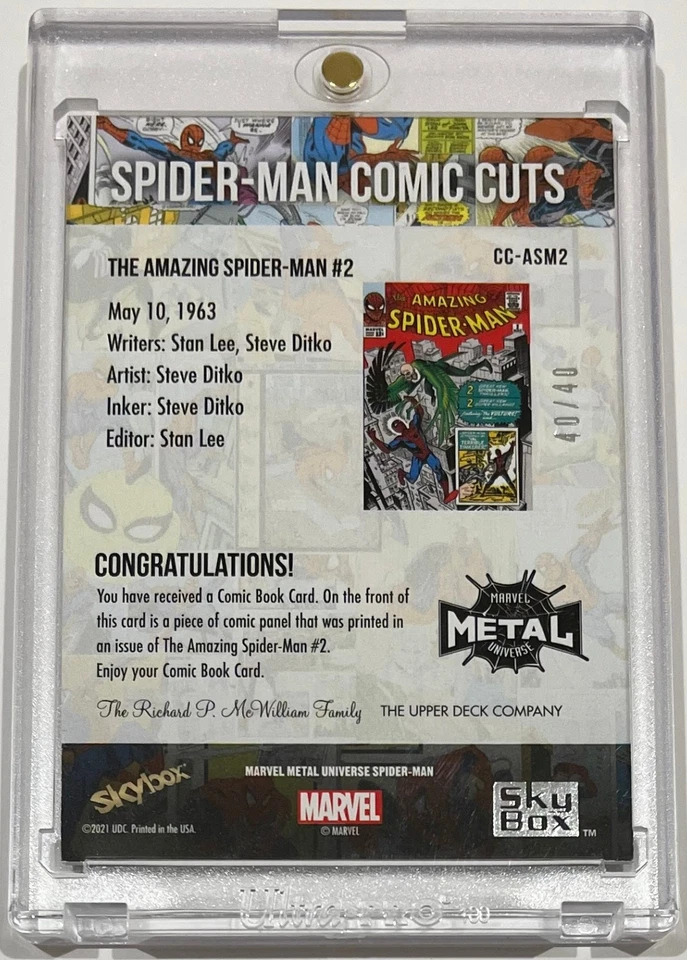 MARVEL COMIC CUT - 2021 2022 - METAL UNIVERSE SPIDER-MAN - CC-ASM2 40/40 - ASM 2 - Image 2 of 2
