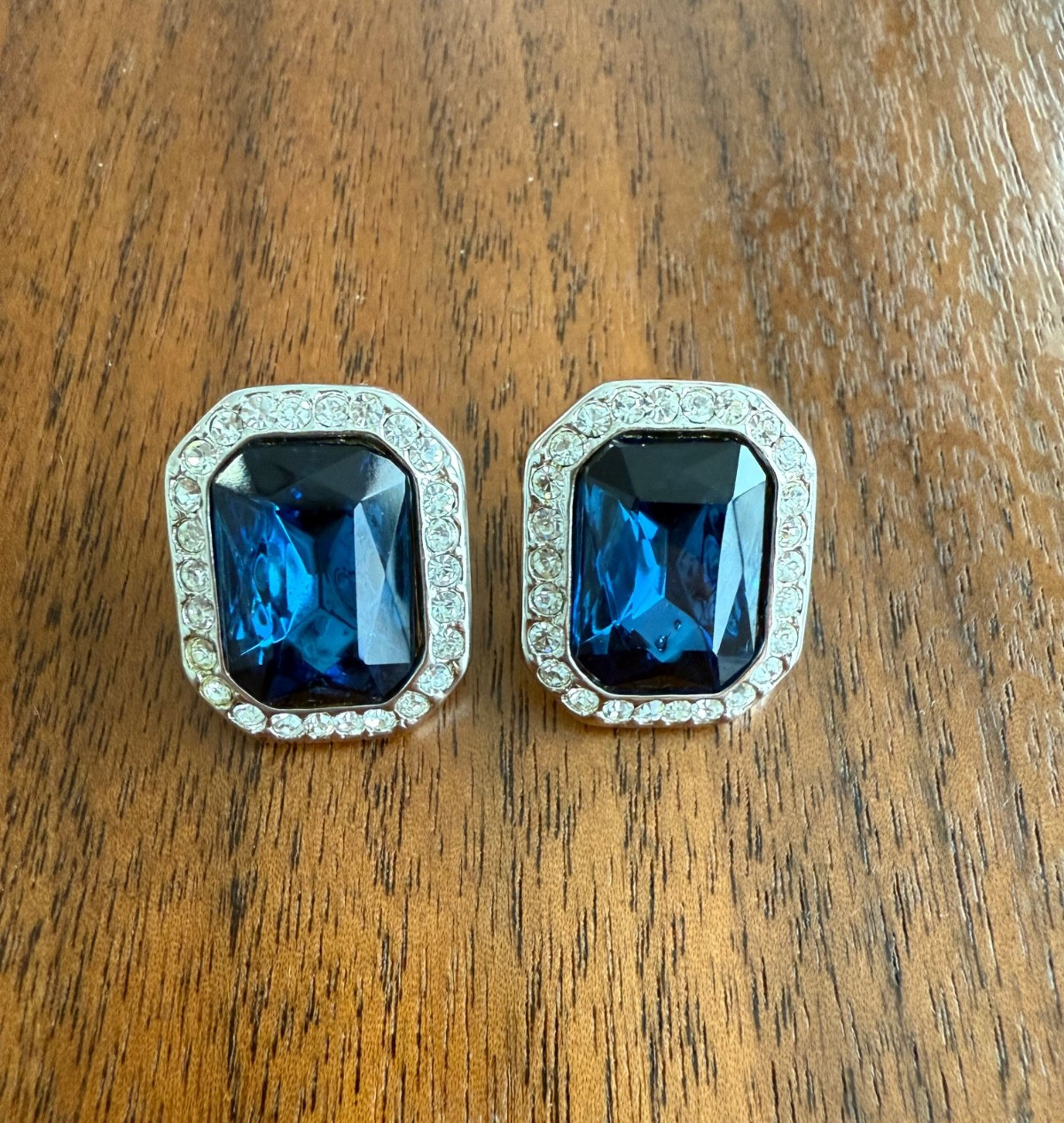 Vintage Kenneth Jay Lane Faceted Blue Glass Rhine… - image 2