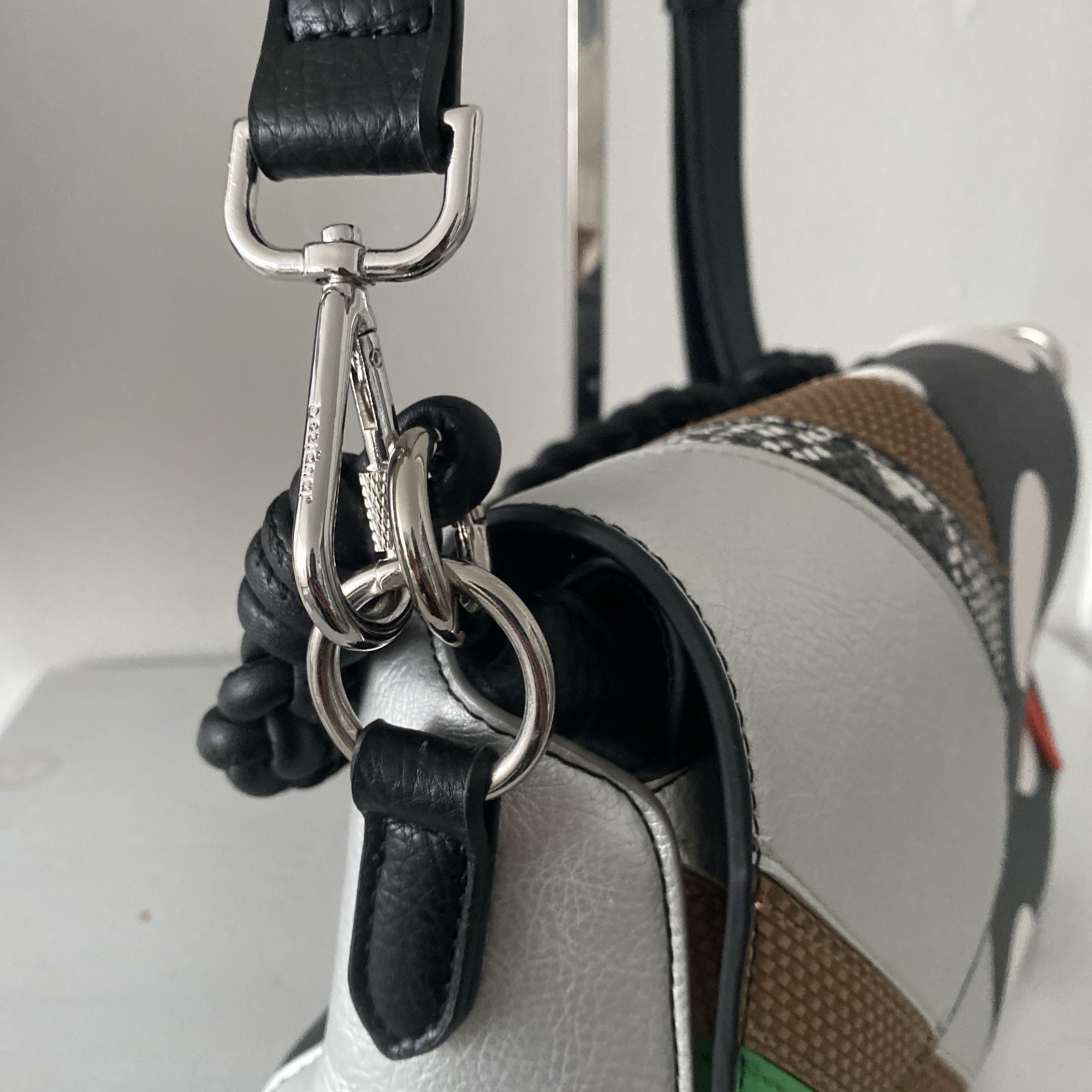 Desigual Patchwork Polka Dot Leather Shoulder Bag… - image 5