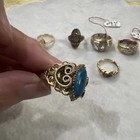 VGT Lot Of 7 Gold Tone And 18k Gold Plated Various Styles Shapes Sizes Rings — photo 5