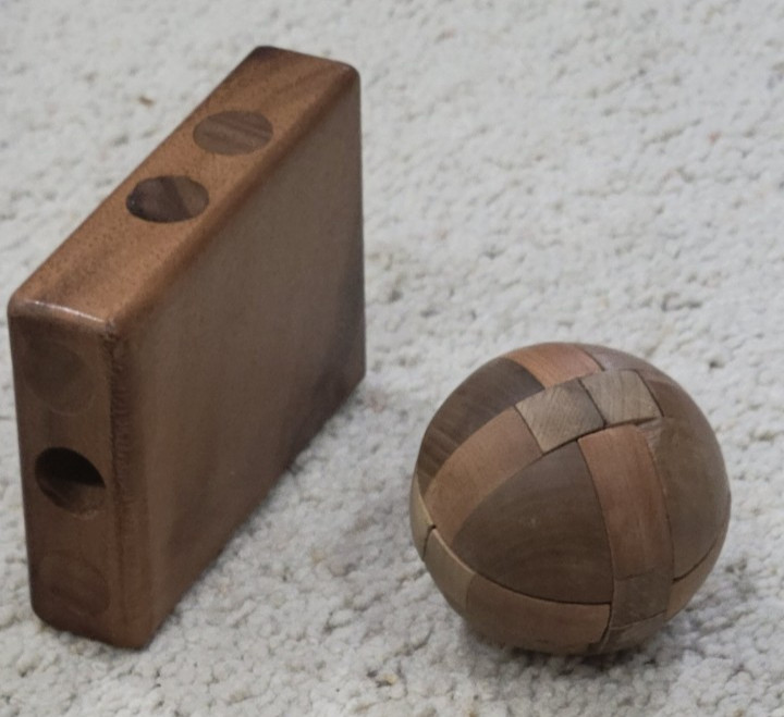 2 - WOOD Brain Teaser PUZZLES – Puzzle BALL & Lost Marble Puzzle