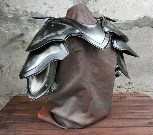 Halloween Medieval pauldrons and gorget shoulder Larp costume~renaissance Knight - Picture 3 of 3