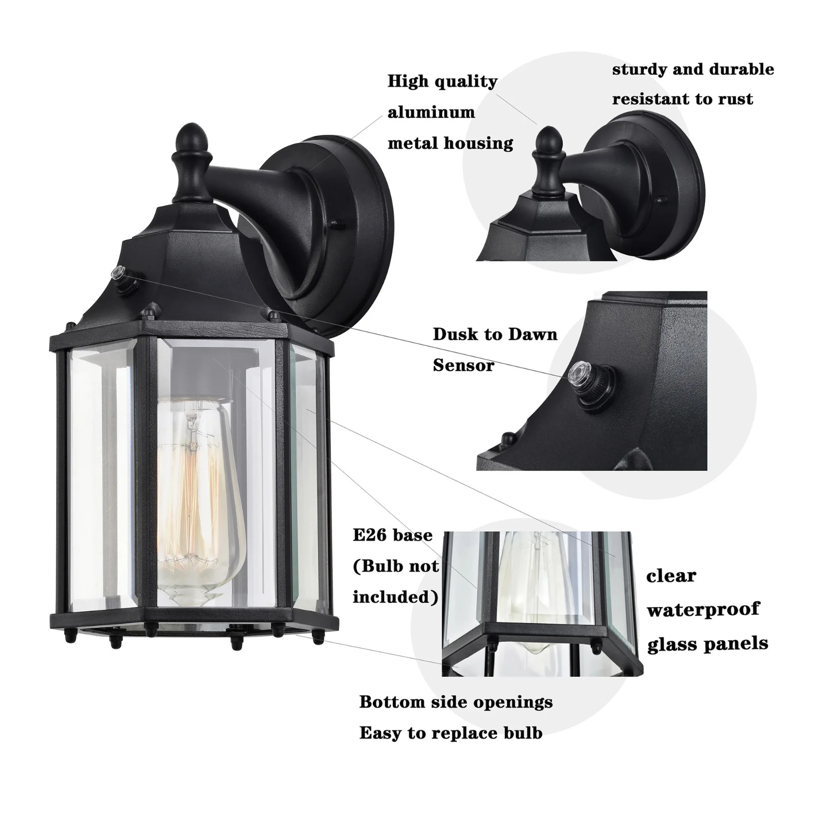 Outdoor Wall Light Fixture Dusk To Dawn 2 Pack Matte Black Outdoor Porch Lights