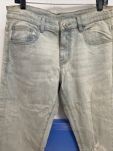 NWOT Embellish NYC Mens Size 32x33 KYLER Light Denim Jeans DISTRESSED ANKLE ZIP - Picture 2 of 5