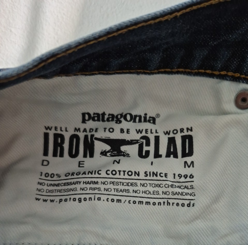 Jeans Patagonia uomo 32x30 blu rivestito in ferro cotone biologico denim gamba dritta - Foto 5 di 10