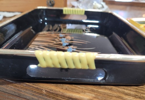 1 Vintage Japanese Black Lacquer Trays 1 Piece Serving Sets Gold/Blue Japan/Toyo - Picture 4 of 6