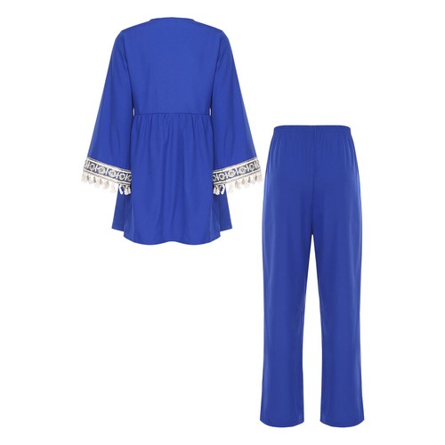 Damen Set Quaste Manschetten Anzug Party Outfits Hochzeit Langarm Dubai Club Muslim - Bild 26 von 32