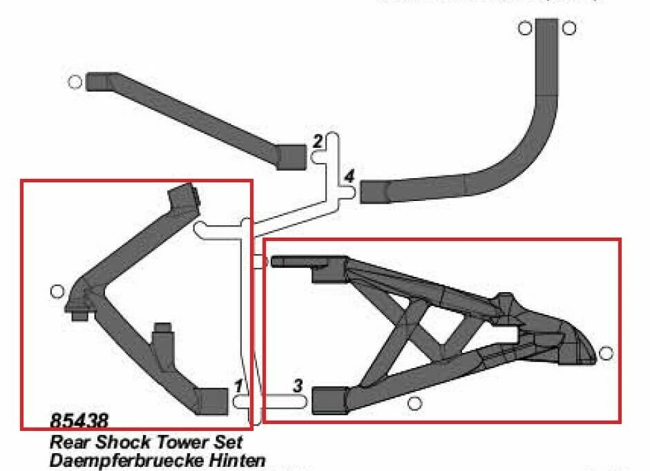 #85438 (①③) REAR SHOCK TOWER SET Fits RC 1/5 HPI Baja 5B SS Rovan KING MOTOR - Image 2 of 2