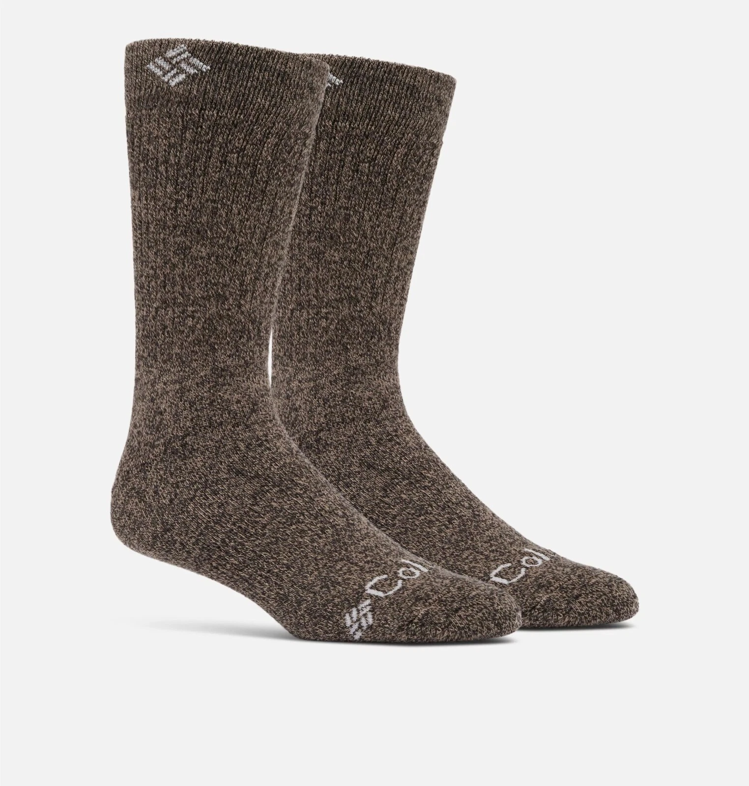 COLUMBIA Men's Wool Crew Socks 2 pairs, Size :8-12 (Large), Color : Brown