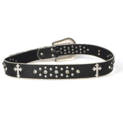 Black Cross Belt Rhinestone Belt Hip Hop Jeans Punk Western Cowboy