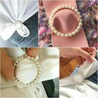 Women Girl Scarf Tie Buckle Ring Metal Party T-Shirt Pearl Rhinestone Clips Gift
