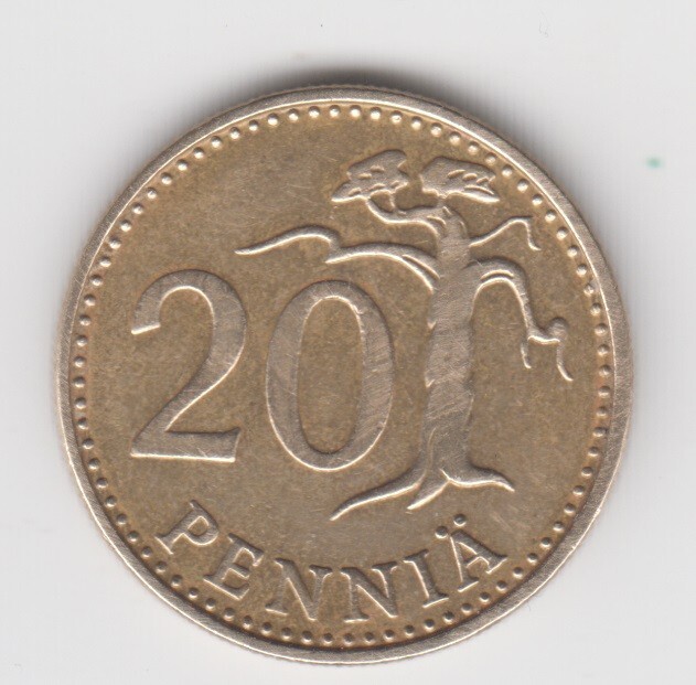 Finland 1977. 20 Pennia. Coat of Arms. Pine Tree. KM# 47