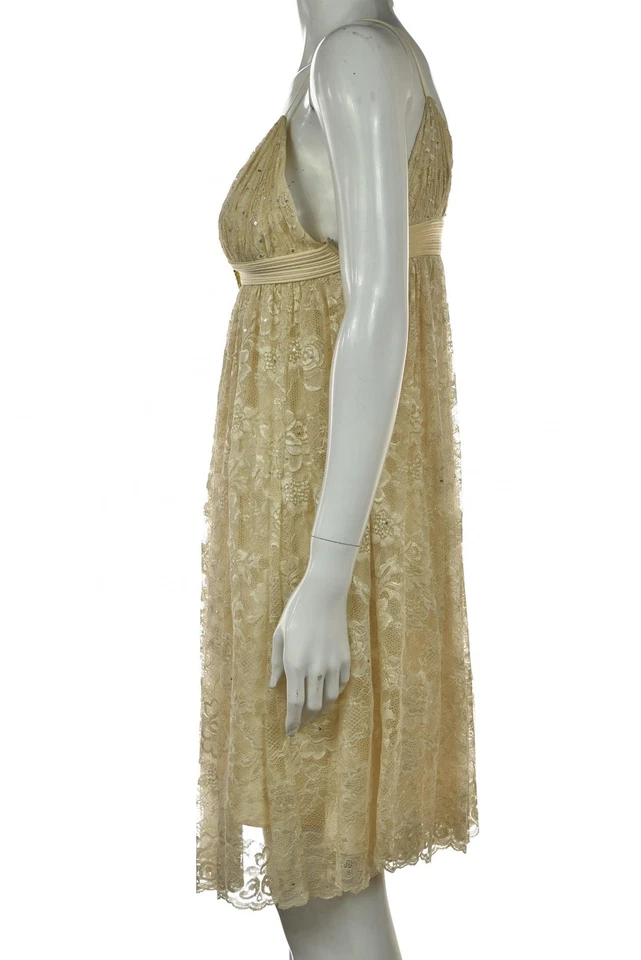 Vestido Marc Bouwer Glamit Mujer Talla 4 Beige Vaina Imperio Cintura Hasta la Rodilla Foto 3 de 4