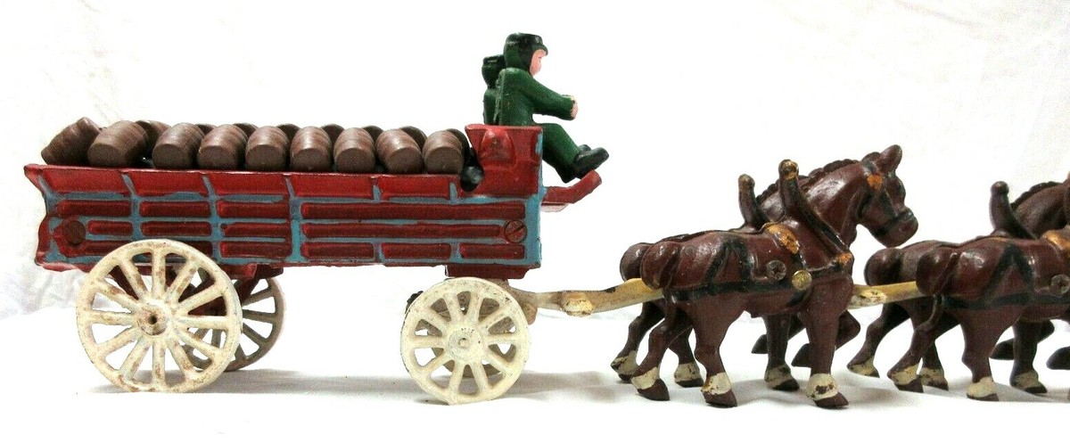 CAST IRON WAGON & 8 HORSES | eBay