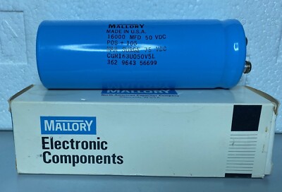 Mallory 16000 mfd 50 wvdc Capacitor Price for Two units